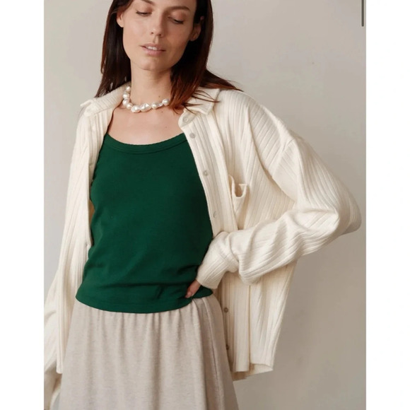 NWT Donni The Sweater Rib Button Down Sweater Jacket in Cream Medium - Picture 1 of 11